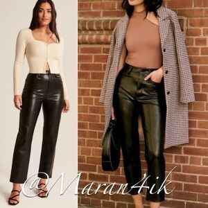 Abercrombie & Fitch Faux Leather Ankle Straight Ultra High Rise Pants 27 / 4 S